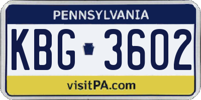 PA license plate KBG3602