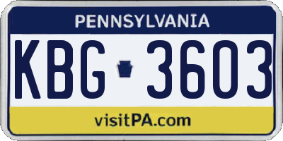 PA license plate KBG3603