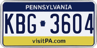 PA license plate KBG3604