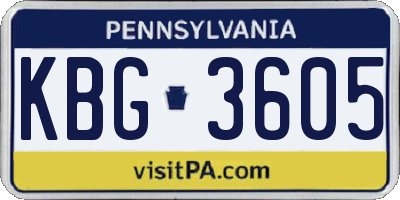 PA license plate KBG3605