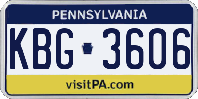 PA license plate KBG3606