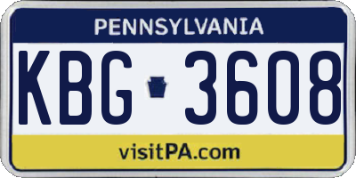 PA license plate KBG3608