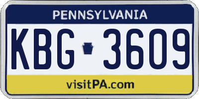PA license plate KBG3609