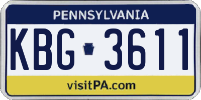 PA license plate KBG3611