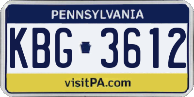 PA license plate KBG3612