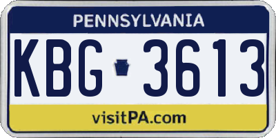 PA license plate KBG3613