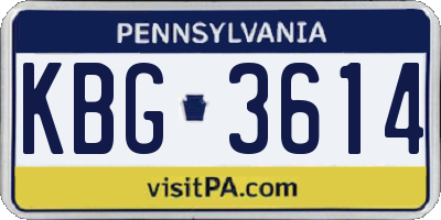 PA license plate KBG3614