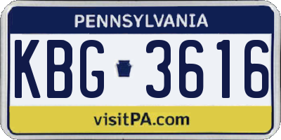PA license plate KBG3616