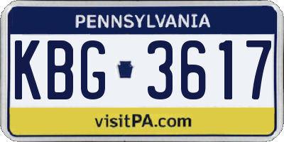 PA license plate KBG3617