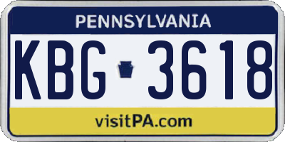 PA license plate KBG3618