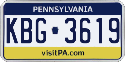 PA license plate KBG3619