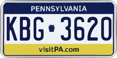 PA license plate KBG3620