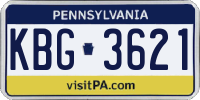 PA license plate KBG3621