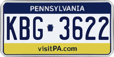 PA license plate KBG3622