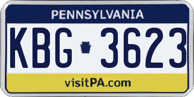 PA license plate KBG3623