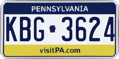 PA license plate KBG3624