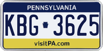 PA license plate KBG3625