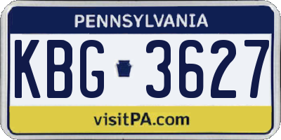PA license plate KBG3627