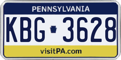PA license plate KBG3628