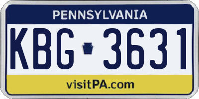 PA license plate KBG3631