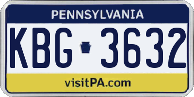 PA license plate KBG3632