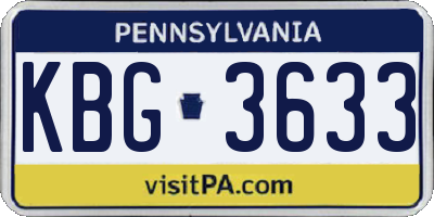 PA license plate KBG3633