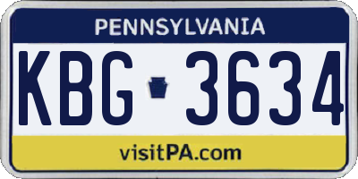 PA license plate KBG3634