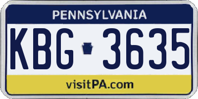 PA license plate KBG3635