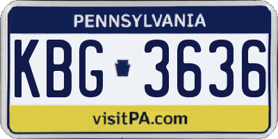 PA license plate KBG3636