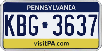 PA license plate KBG3637