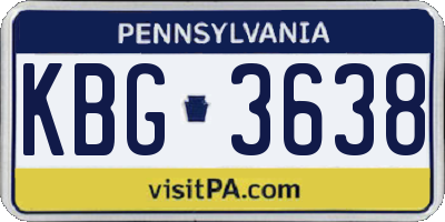 PA license plate KBG3638