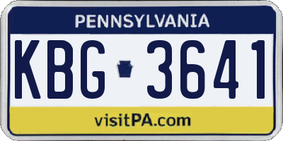 PA license plate KBG3641