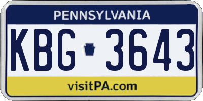 PA license plate KBG3643
