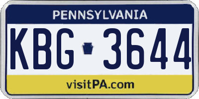 PA license plate KBG3644