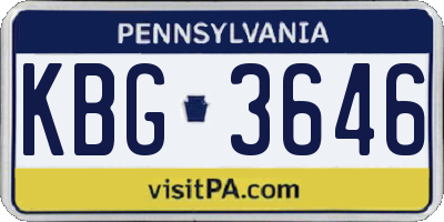 PA license plate KBG3646
