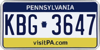 PA license plate KBG3647