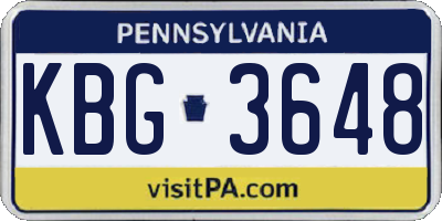 PA license plate KBG3648