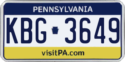 PA license plate KBG3649