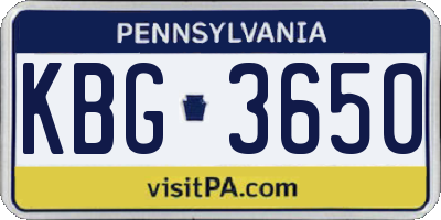 PA license plate KBG3650