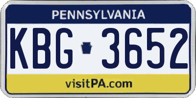 PA license plate KBG3652