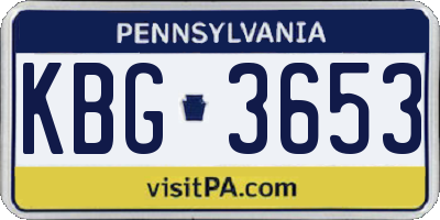 PA license plate KBG3653