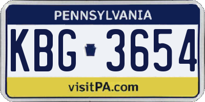 PA license plate KBG3654