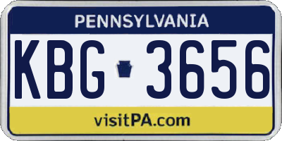 PA license plate KBG3656