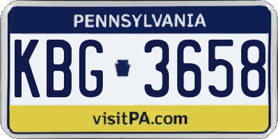PA license plate KBG3658
