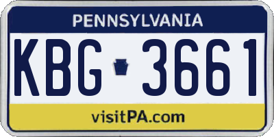 PA license plate KBG3661