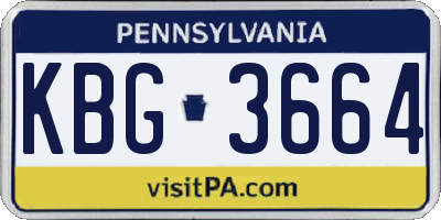 PA license plate KBG3664