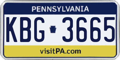 PA license plate KBG3665