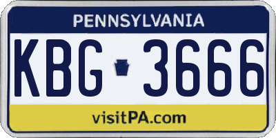 PA license plate KBG3666