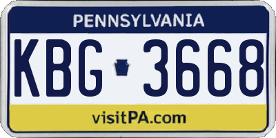 PA license plate KBG3668