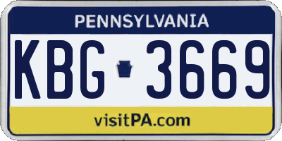 PA license plate KBG3669